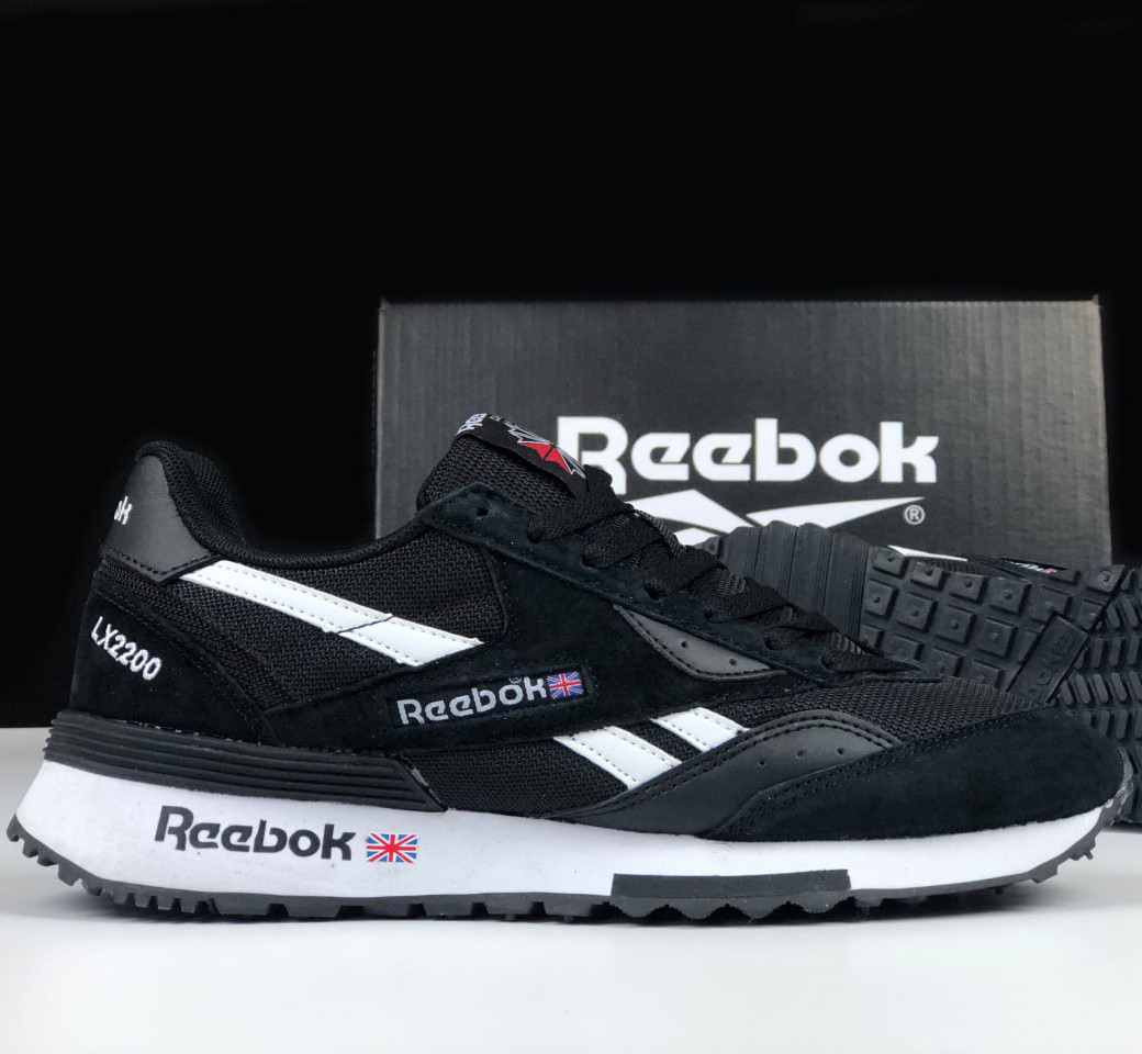 Чоловічі кросівки Reebok LX2200 сіточка замшеві стильні повсякденні чорні
