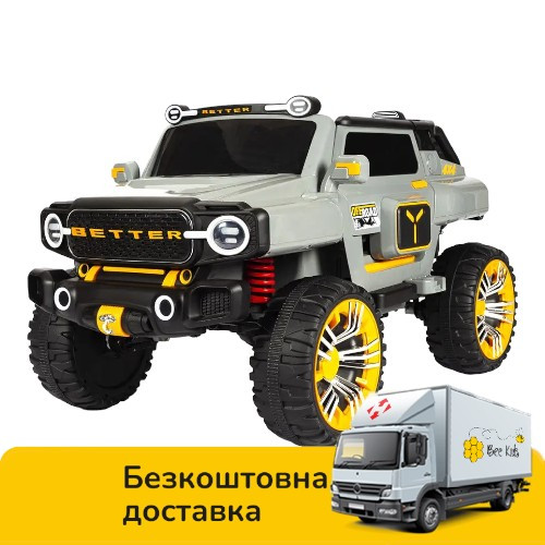 Дитячий електромобіль Джип (4 мотори 45W, MP3, USB, акумулятор 24V8AH, пульт 2,4G) Bambi M 5821EBLR-11(24V) Сірий, фото 1