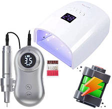 Стартовий набір для майстра манікюру на акумуляторі: лампа S10 + фрезер JF-602, RD-52