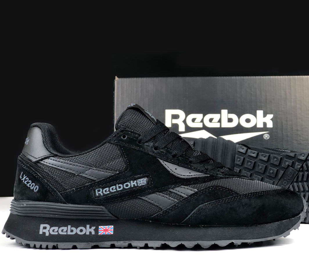 Чоловічі кросівки Reebok LX2200 сіточка замшеві спортивні стильні чорні