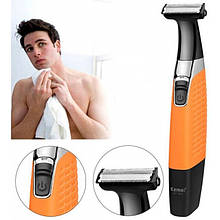 Тример універсальний для стриження волосся бороди та вусів Kemei KM-1910 + 4 насадки від USB Жовтогарячий