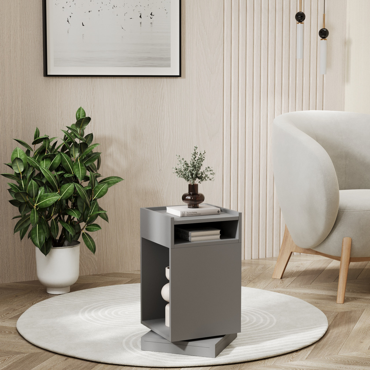 Багатофункціональна поворотна тумба з поворотним механізмом 360° 550х350х350 мм Антрацит, фото 1