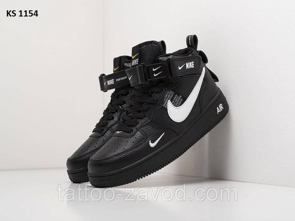 Кросівки чоловічі чорні шкіряні високі 41 Nike Air Force 1 LV8 High