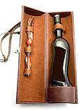 Футляр коричневий для пляшки з набором Сомельє, фото 2