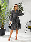 Легке шифонове плаття NOBILITAS 42-52 чорного кольору в дрiбну квiтку, фото 3