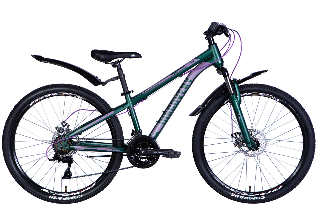 Велосипед ST 26" Discovery TREK DD FR рама-13" зелений (матовий) 2024 крила, крило пер., крило зад., підніжка