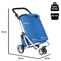 Господарська сумка-візок ShoppingCruiser 3 Wheels, 48+14 л (Blue), фото 3