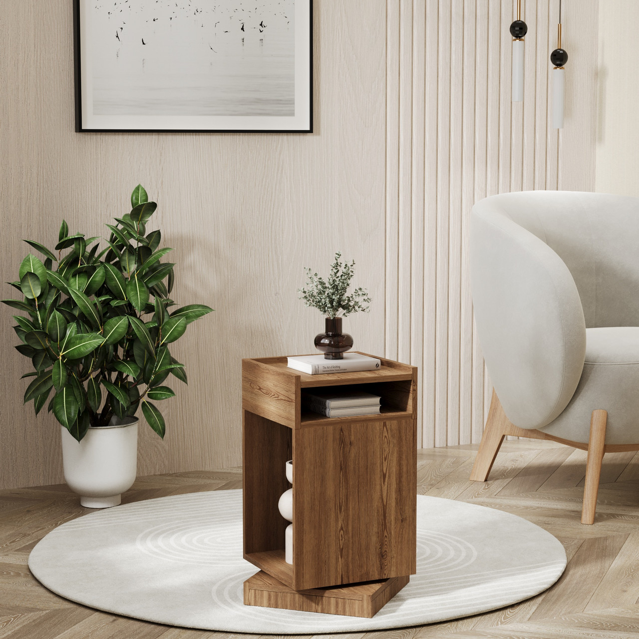 Багатофункціональна поворотна тумба з поворотним механізмом 360° 550х350х350 мм Дуб Родос, фото 1