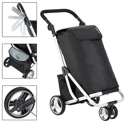 Господарська сумка-візок ShoppingCruiser 3 Wheels, 48+14 л (Black), фото 1