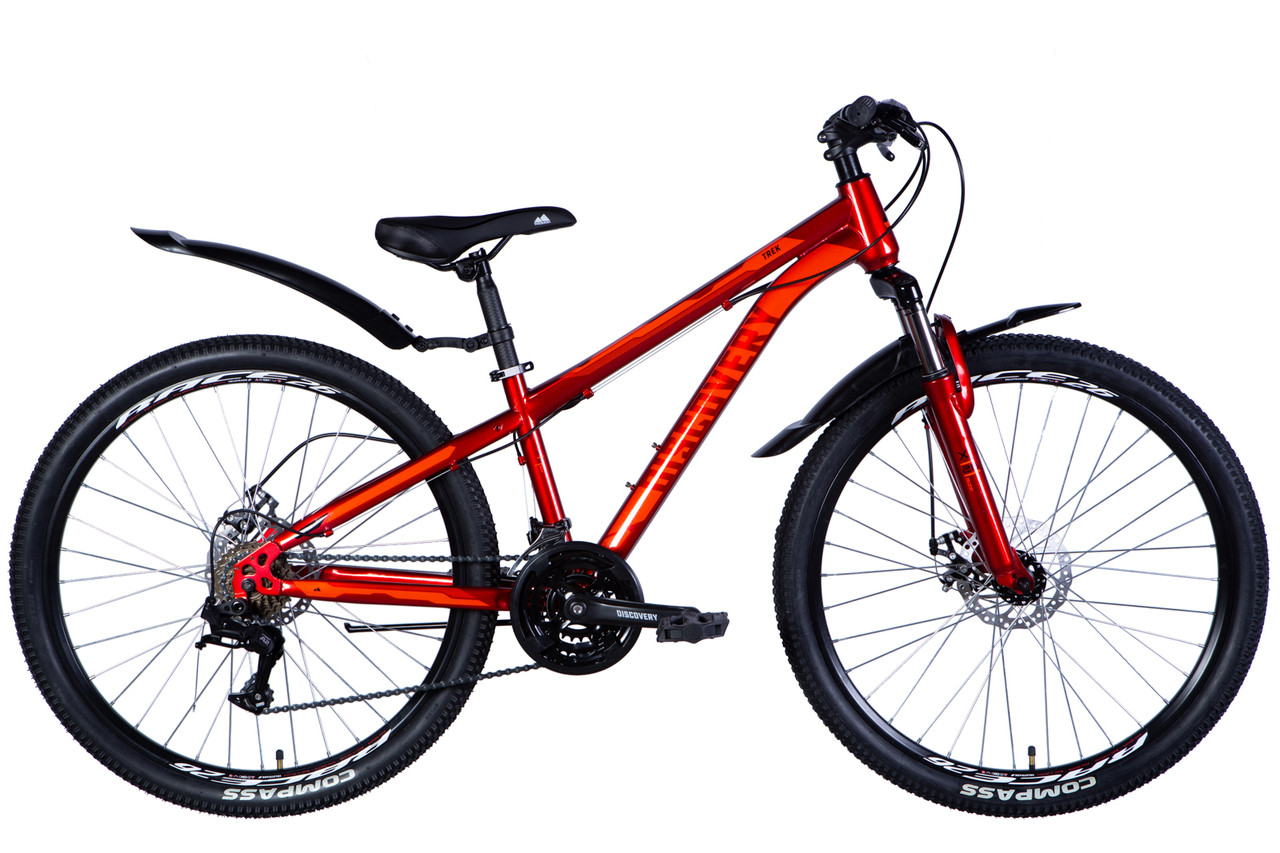 Велосипед ST 26" Discovery TREK DD FR рама-13" червоний 2024 крила, крило пер., крило зад., підніжка
