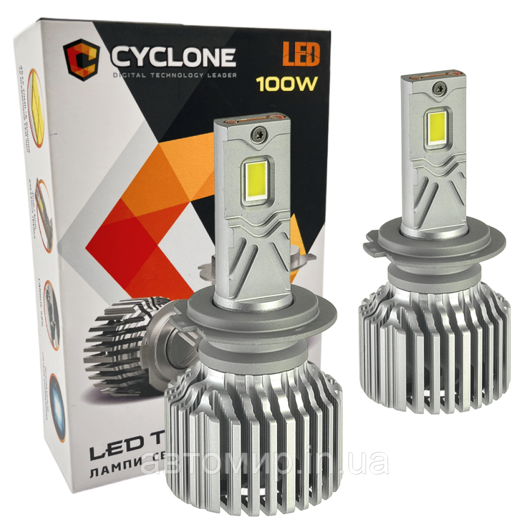 ЛАМПА СВІТЛОДІОДНА ДЛЯ ФАР CYCLONE LED H7/ H18 5700K 18000LM TYPE 41 2 ШТ КОМПЛЕКТ