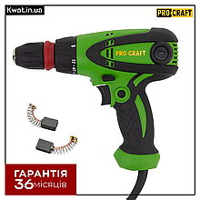 Шуруповерт мережевий 1200 Вт Procraft PB1200DFR 0-750 об хв Патрон самозатискний Діаметр патрона 10 мм