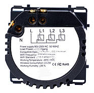 Сенсорний вимикач (1кл.) + Подвійна розетка 1DAL | Чорний, Скляна панель (G228D-SW1G-STX2.BL), фото 6
