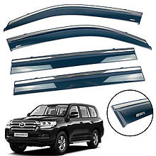 Дефлектори вікон (вітровики) Toyota Land Cruiser 200 / Lexus LX 570 2007-2019 з Хром полоскою накладні (DEFL)