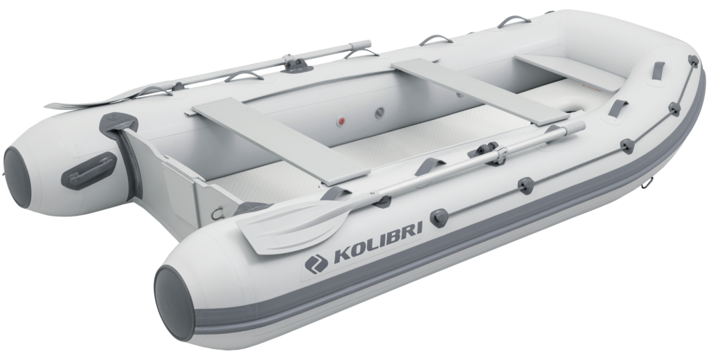 Надувний кільовий човен ПВХ Kolibri КМ-330DXL + алюмінієвий пайол. Купити надувний човен Колібрі 330 під мотор для риболовлі, фото 1