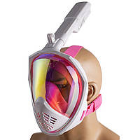 Маска для плавання повнолицева - Дзеркальна - M2068/SG10 - розмір S/M - Рожева