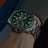 Чоловічий кварцовий годинник Curren 8418 Silver-Green з календарем та секундоміром, фото 6