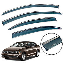 Дефлектори вікон (вітровики) Volkswagen Jetta 2011-2018 Sedan США з Хром полоскою накладні (DEFL)