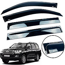 Дефлектори вікон (вітровики) Toyota Land Cruiser 200 з Хром полоскою накладні (DEFL)
