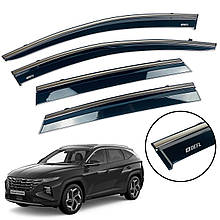 Дефлектори вікон (вітровики) Hyundai Tucson IV 2021+ з Хром полоскою накладні (DEFL)