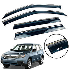 Дефлектори вікон (вітровики) Subaru Forester 2008-2013 з Хром полоскою накладні (DEFL)