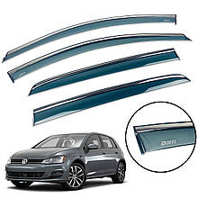 Дефлектори вікон (вітровики) Volkswagen Golf 7 2012+ з Хром полоскою накладні (DEFL)