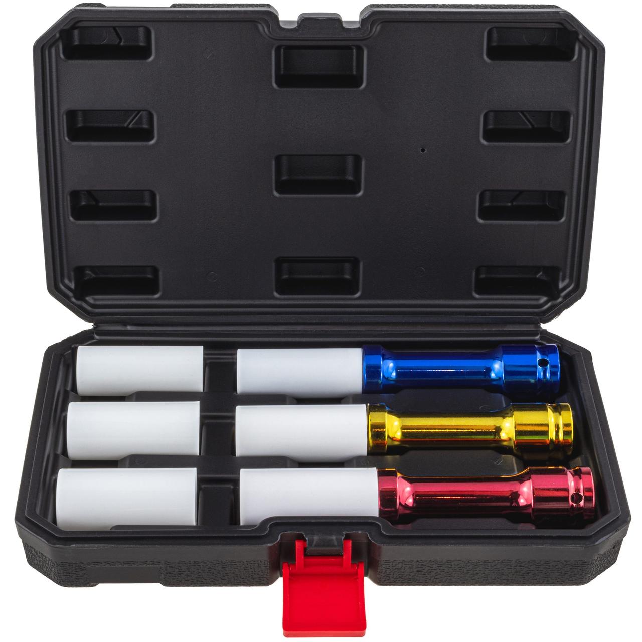 Набір ударних довгих головок 1/2" (17-21 мм) для литих дисків 3 шт. + 3 ковпачки Falcon F08005, фото 1