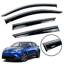 Дефлектори вікон (вітровики) Toyota C-HR 2016+ 5D з Хром полоскою накладні (DEFL)