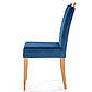 Стільці дерев'яні з велюровою оббивкою Clarion темно-сині та медовий дуб з високою спинкою у вітальню, фото 3