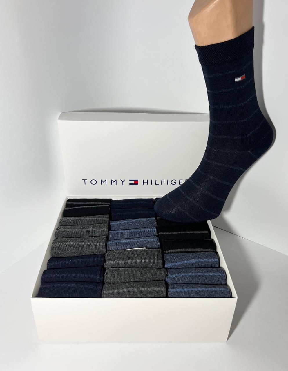 Набір з 24 пар чоловічих демісезонних високих шкарпеток Tommy Hilfiger розмір 41-44 темний мікс кольорів