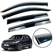 Дефлектори вікон (вітровики) Volkswagen Tiguan 2017+  з Хром полоскою накладні (DEFL)