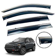 Дефлектори вікон (вітровики) Jeep Cherokee KL 2013+ з Хром полоскою накладні (DEFL)