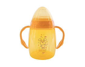 Поїльник з силіконовим спаутом та ручками 6+ Baby team 250 мл Помаранчевий