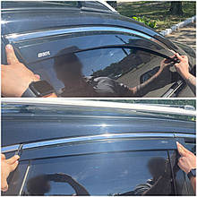 Дефлектори вікон (вітровики) Honda CR-V 2006-2012 з Хром полоскою накладні (HAWK)