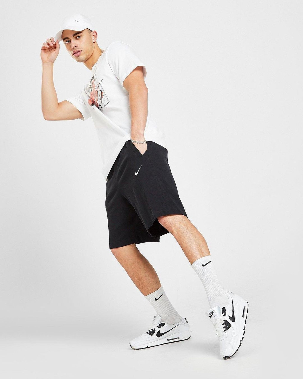 Шорти чоловічі з кишенями трикотажні двонитка чорні