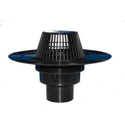 Кровільна лійка з листяловлювачем і притискним фланцем із неіржавкої сталі DN 110, патрубок 100 мм, фото 1