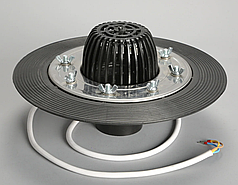 Кровільна воронка з обігрівом і притискним фланцем із неіржавкої сталі DN 75, патрубок 100 мм