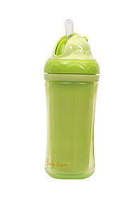 Поїльник з подвійними стінками та трубочкою 9+ Baby team 280 мл Зелений
