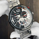 Чоловічий кварцовий годинник Curren 8395 Silver-Black з календарем та секундоміром, фото 8
