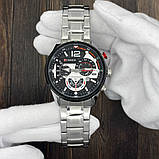 Чоловічий кварцовий годинник Curren 8395 Silver-Black з календарем та секундоміром, фото 9