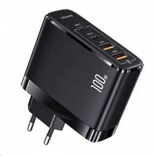 Мережевий зарядний пристрій на 4 розєми USAMS-UC Fast Charger Kit UC Series T44 C To C 100W PD Cable 1.2m