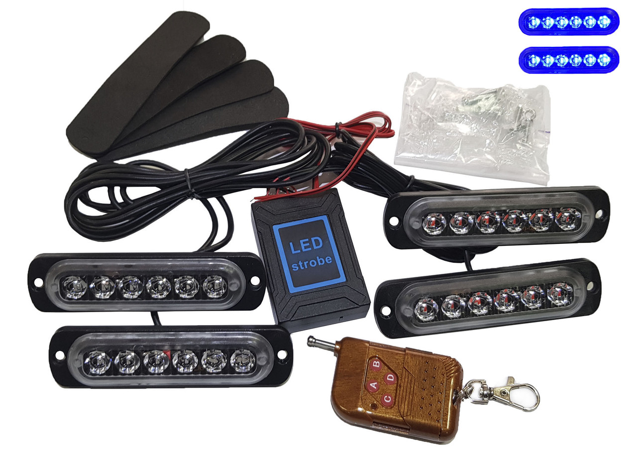 Стробоскоп синій в решітку автомобіля 24LED