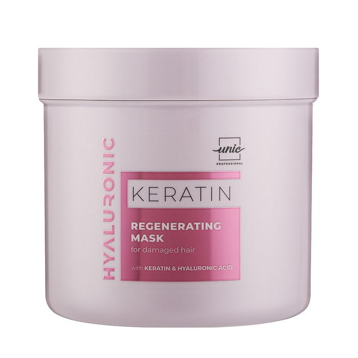Відновлююча маска для ламкого та пошкодженого волосся Unic Hyaluronic Keratin Regenerating Mask 500мл, фото 1