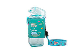 Поїльник тритановий з силіконовою трубочкою та ремінцем 9+ Baby team 225 мл Блакитний