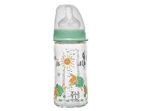 Пляшка скло 240мл Хлопчик з широкою горловиною соска силікон з широкою шийкою Система Actiflex