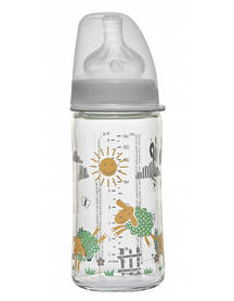 Пляшка скло 240мл Дівчинка з широкою горловиною соска силікон з широкою шийкою Система Actiflex