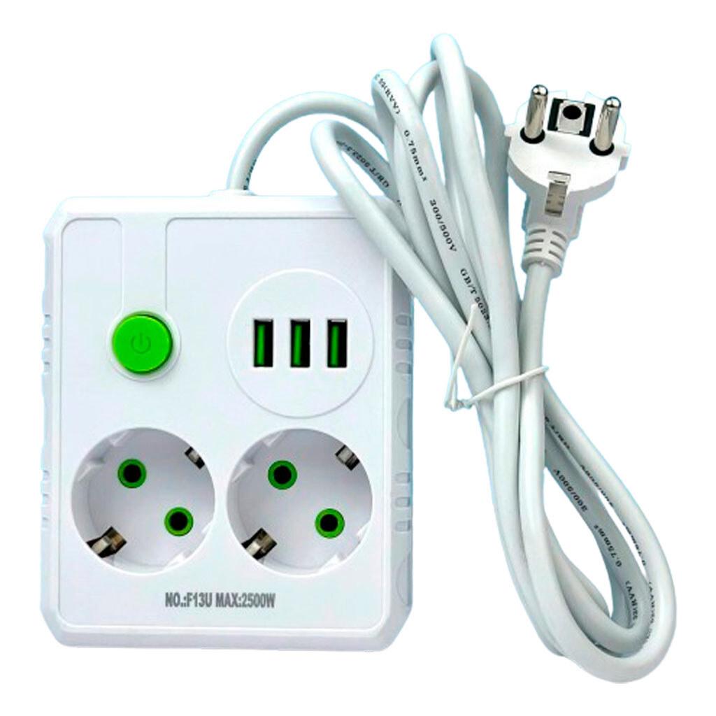 Мережевий фільтр живлення UA Power F13U на 2 розетки + 3USB 2 метри