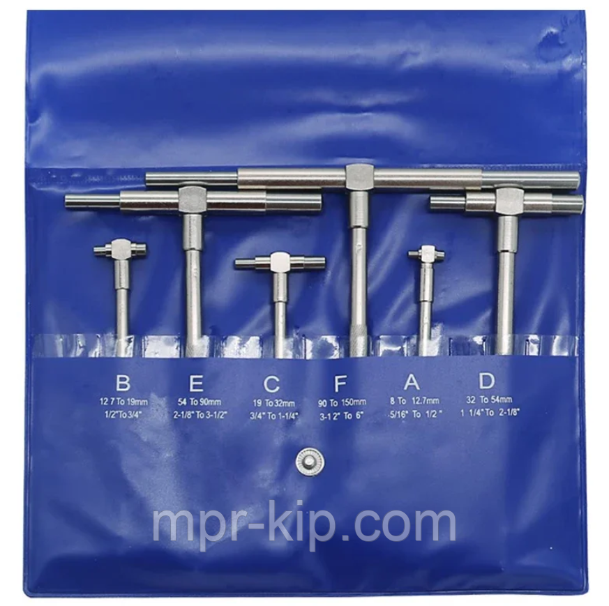 Нутромір телескопічний металевий Shahe 8150, діапазон від 8 до 150мм, набір із 6 штук, фото 1