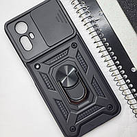 Протиударний чохол із закритою камерою шторкою кільцем на Xiaomi Redmi Note 12S (Чорний) / на телефон редмі нот 12с