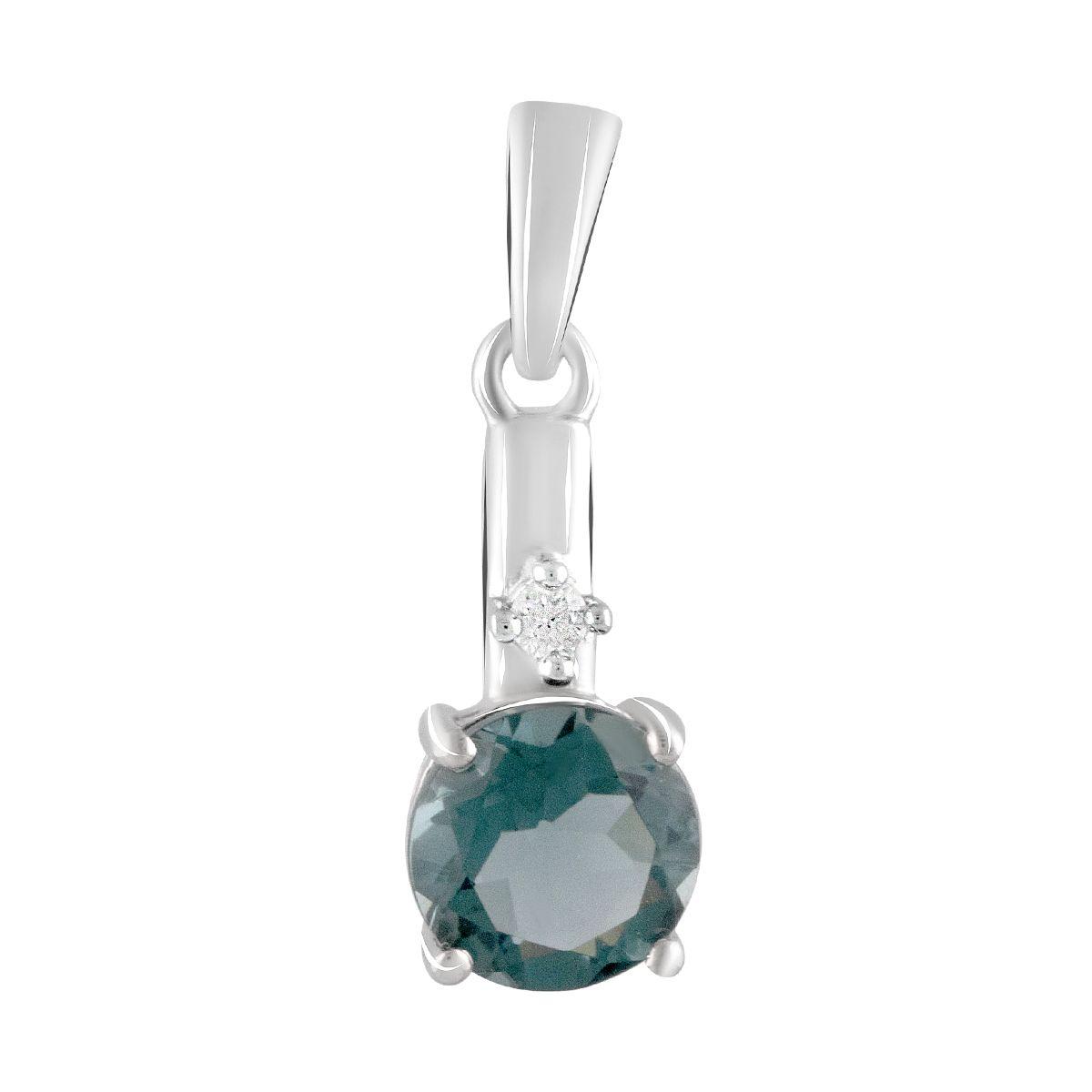 Срібна підвіска ortex з топазом Лондон Блю 1.583ct, фіанітами (2103493), фото 1
